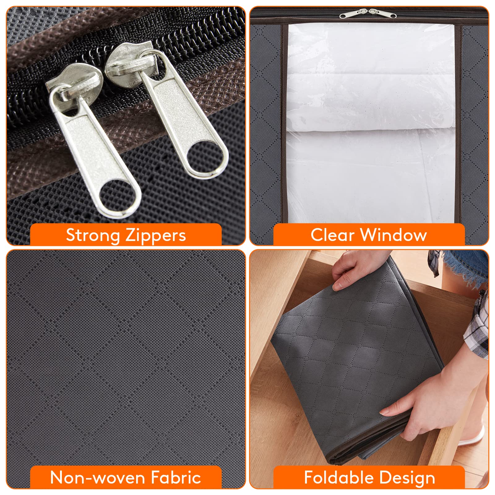 Lifewit 90L Large Storage Bags, 6 Pack Closet Organizers and Storage, Clothes Foldable Storage Bins with Reinforced Handles, Sto